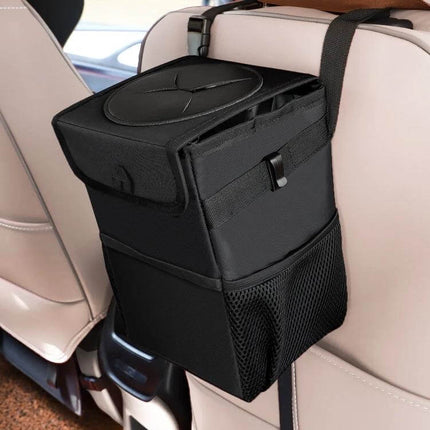 Convenient Car Back Seat Hook Trash Can for Storage hanging on car seat, black Oxford fabric organizer for waste and small-item storage