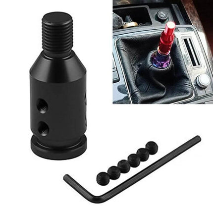 Aluminum Adapter for Car Gear Shift Knobs, 12x1.25 Thread - black aluminum shift knob adapter with set screws and hex key