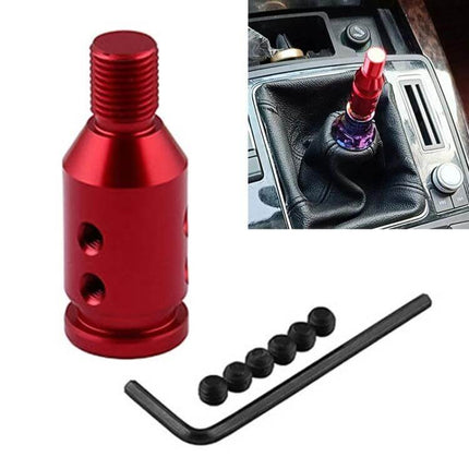 Aluminum Adapter for Car Gear Shift Knobs, 12x1.25 Thread - red aluminum shift knob adapter with set screws and hex key for customization