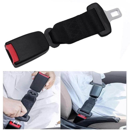 Car Seat Belt Extension Strap for Adjustable Driving Comfort - black adjustable seat belt extender showing buckle and installation in car