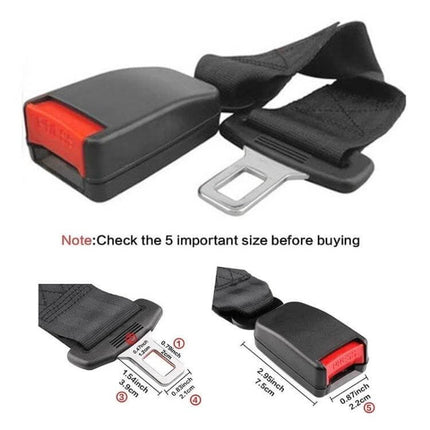 Car Seat Belt Extension Strap for Adjustable Driving Comfort - black adjustable seat belt extender with buckle and measurements