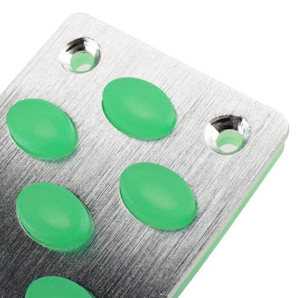 3 In 1 Luminous Non-Slip Car Pedal Set For Safer Driving - close-up of aluminum alloy pedal with green silicone non-slip grips and luminous edge