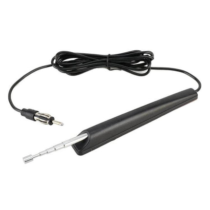 PS-92 Modified Car Antenna for FM and AM Radio Reception - sleek black vehicle antenna with telescopic mast and long coax cable