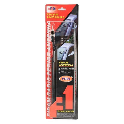 PS-92 Modified Car Antenna for FM and AM Radio Reception — packaged FM/AM whip antenna for improved vehicle radio signal