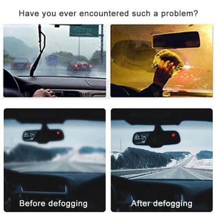 Car Heater and Defroster Fan for Windscreen Grey Everyday Use compact 24V 150W defogger showing before and after windshield clearing