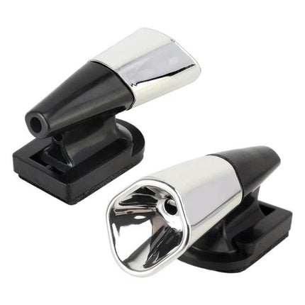 Deer Alert Ultrasonic Wind Powered Animal Repeller for Vehicles compact chrome-black wind whistle mounted on vehicle to deter animals