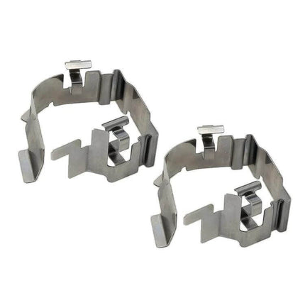 H1 LED Headlight Bulb Retainer Adapter for Ford Focus stainless steel retainer clips securing H1 LED bulbs in factory headlamp housing