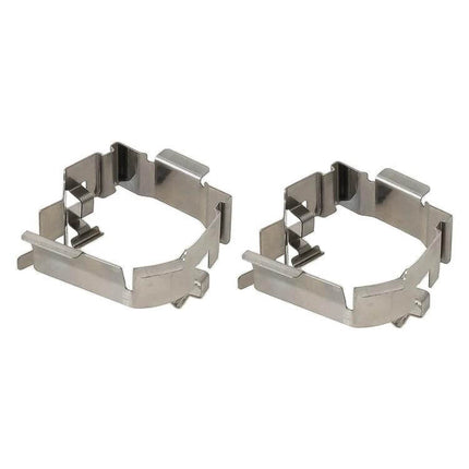 H1 LED Headlight Bulb Retainer Adapter for Ford Focus stainless steel twin retainer clips securing H1 LED bulbs in factory housing