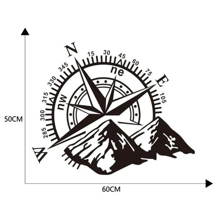 Car Styling Sticker with Mountain Compass Design, 60x50cm