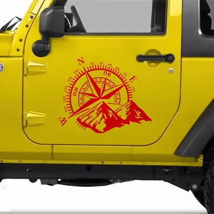 Car Styling Sticker with Mountain Compass Design, 60x50cm