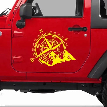 Car Styling Sticker with Mountain Compass Design, 60x50cm