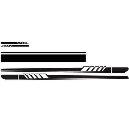 Car Hood and Side Stripe Decorative Stickers, 5-Piece PVC Set - black long hood and side stripe decal set for cars, easy-apply PVC pieces