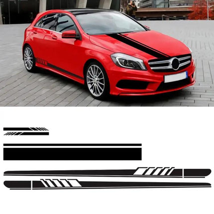 Car Hood and Side Stripe Decorative Stickers, 5-Piece PVC Set | Syndmart