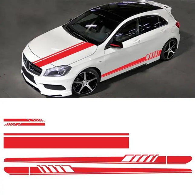 Car Hood and Side Stripe Decorative Stickers, 5-Piece PVC Set