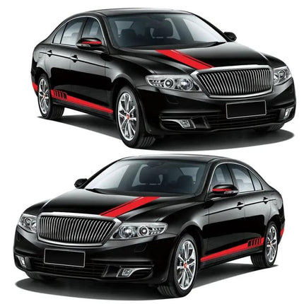 Car Hood and Side Stripe Decorative Stickers, 5-Piece PVC Set | Syndmart