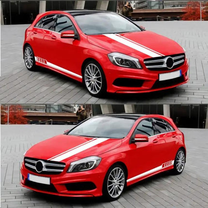Car Hood and Side Stripe Decorative Stickers, 5-Piece PVC Set