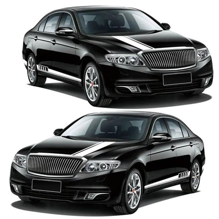 Car Hood and Side Stripe Decorative Stickers, 5-Piece PVC Set