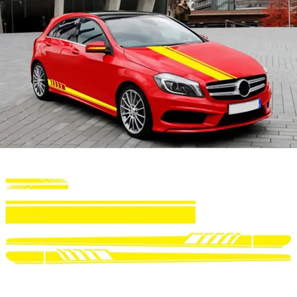 Car Hood and Side Stripe Decorative Stickers, 5-Piece PVC Set