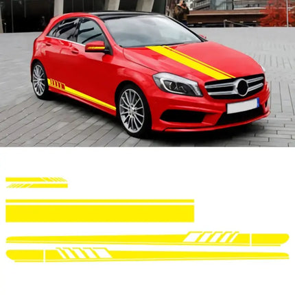 Car Hood and Side Stripe Decorative Stickers, 5-Piece PVC Set