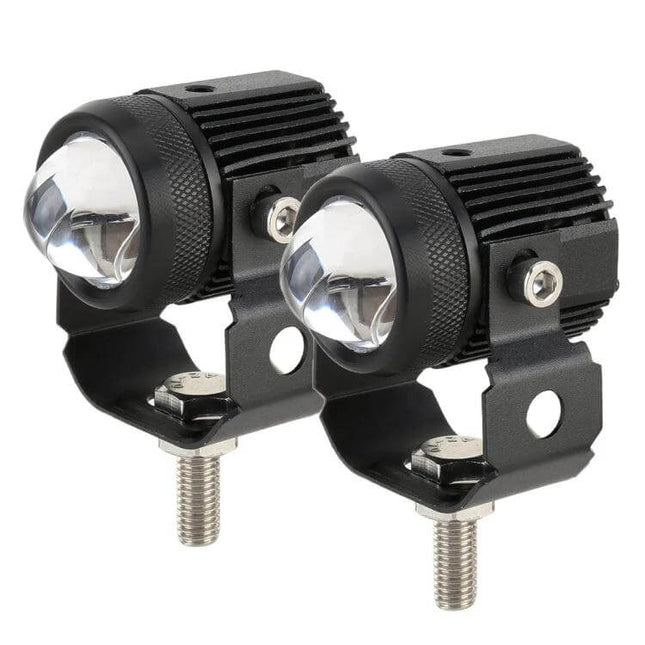 Dual Color White and Gold Headlights for Motorcycles - compact dual LED motorcycle lights with white and gold beam options, easy-install brackets