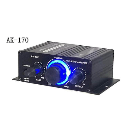 Car Mini HiFi Amplifier For Clear Car Audio And Music compact AK-170 2-channel 20W x2 stereo car amp with blue LED volume knob