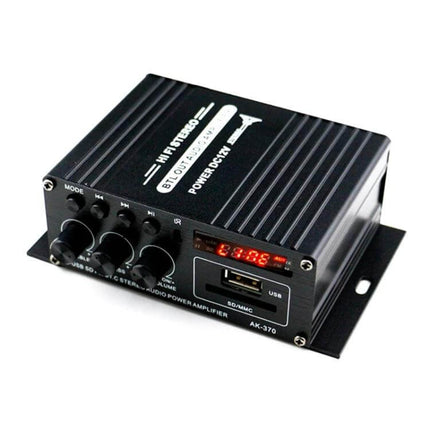 Bluetooth HiFi Amplifier For Home And Car Audio System - compact dual-channel 12–14V Bluetooth amp for car or bookshelf speakers, USB and controls