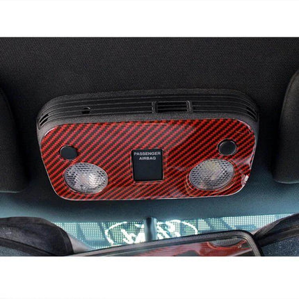 Decorative Carbon Fiber Roof Light Panel for Ford Mustang installed red carbon fiber interior roof console panel