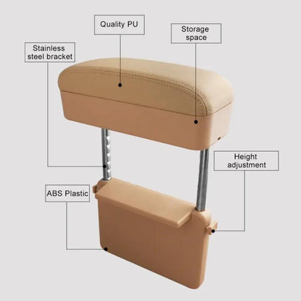 Universal Car Armrest Cushion with PU Leather and Storage