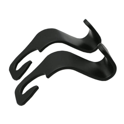 2-Piece Car Back Seat Hooks for Vehicle Organization - black semi-circular hooks to hang bags, coats, groceries on seatbacks