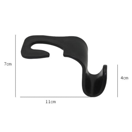 2-Piece Car Back Seat Hooks for Vehicle Organization - black semi-circular hook 11x7x4cm for hanging bags, groceries, coats on car seat back