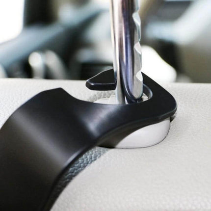 2-Piece Car Back Seat Hooks for Vehicle Organization hanging a bag on a headrest hook to keep car interior organized