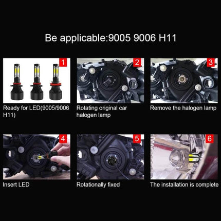 Car LED Headlight Bulbs 6000K 2 Pack For Night Driving - plug-and-play 9005/9006 H11 installation step-by-step, 25W 2500LM per bulb, 6000K cool white