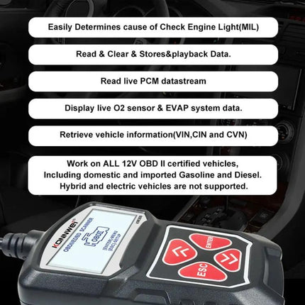 Konnwei OBD2 Diagnostic Tool for Daily Car Maintenance