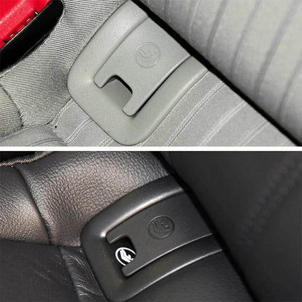 Rear Child Seat Isofix Protective Cover for Audi A4 2009-2016 shown installed on rear seat Isofix anchors in grey and black interiors