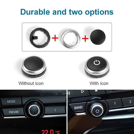 Car Radio Volume Knob For BMW F15 Replacement Direct Fit — durable ABS+PC knob with/without power icon shown installed on dashboard