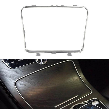 Cup Holder Electroplating Decorative Frame for Mercedes-Benz C Class W205 installed on center console cup holder trim, silver protective accent