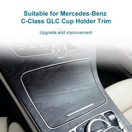 Cup Holder Electroplating Decorative Frame for Mercedes-Benz C Class W205 installed on center console cup holder trim to protect and upgrade interior