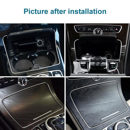 Cup Holder Electroplating Decorative Frame for Mercedes-Benz C Class W205 installed in center console showing cup holder and trim