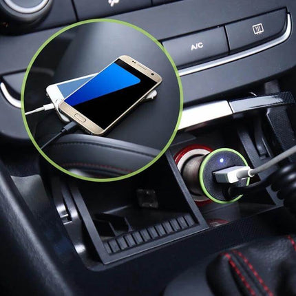 In Car USB C Charger With Stretch Cable For Everyday Charging - compact 12V car charger with 1.2m stretch Type-C cable charging phone on road