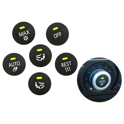 Car AC Panel Button Left Side Replacement Exact Fit replacement left AC control button set for BMW E60 with AUTO OFF MAX REST icons, ABS/PC durable finish