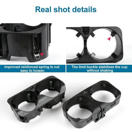 Left-Hand Drive Mercedes-Benz S-Class Water Cup Holder for 2006-2009 Models - black dual cup holder replacement with stabilizing limit buckles