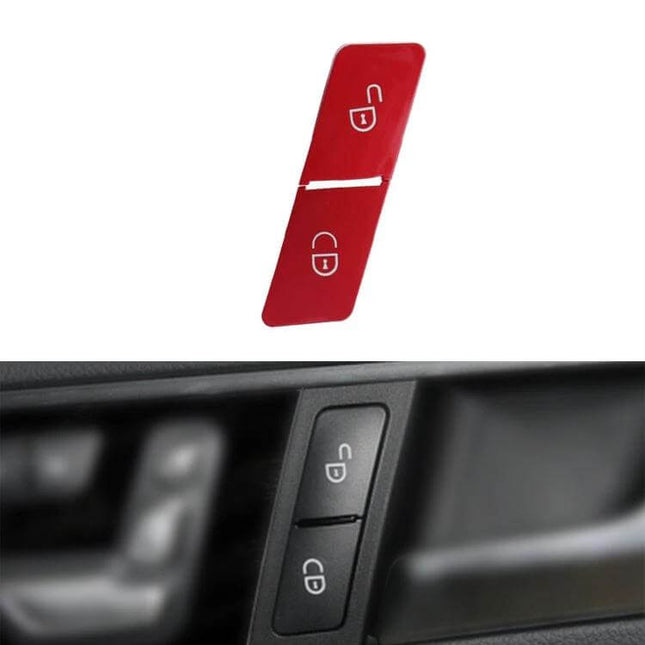 Mercedes-Benz Right Side Door Lock Switch Button Black replacement button shown installed and as spare, factory finish and connector compatible