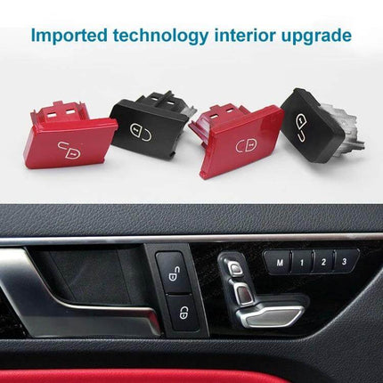 Mercedes-Benz Right Side Door Lock Switch Button Black installed in car door panel, direct replacement with factory finish