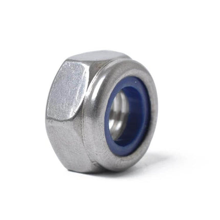 Nylon Insert Lock Nuts Set M3-M10, 304 Stainless Steel - single M6 stainless steel nylon insert lock nut close-up, corrosion-resistant