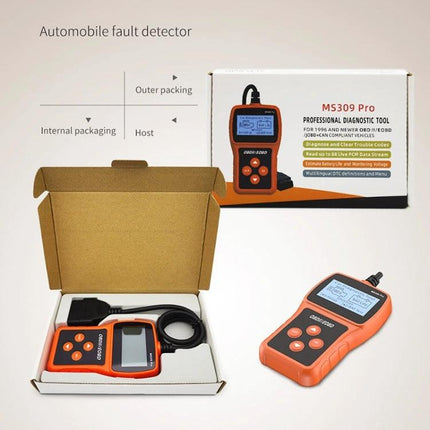 Reliable Tool for Daily Car Maintenance and Checks - orange OBD2 scanner kit with display, MS309 Pro diagnostic tool for 1996+ vehicles