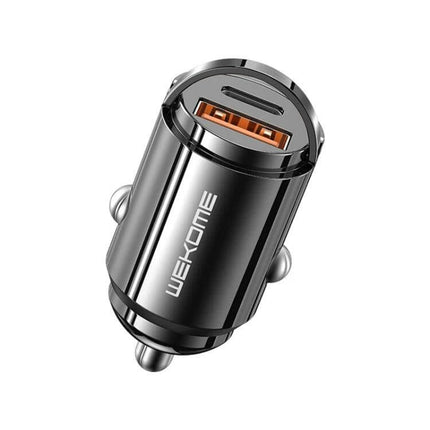 Car Charger Mini In-Car Charging On The Go Daily Use compact aluminum dual-port car charger with pull-out handle for easy removal