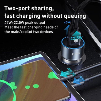 MOMAX Car Charger With Dual USB Ports For Everyday Car Use fast dual-port 67W PD3.0 charging in car cigarette lighter for phone and tablet
