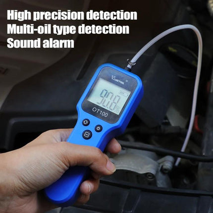Essential Brake Fluid Quality Checker for Vehicle Safety handheld probe showing digital reading for quick brake-fluid test during routine vehicle inspections