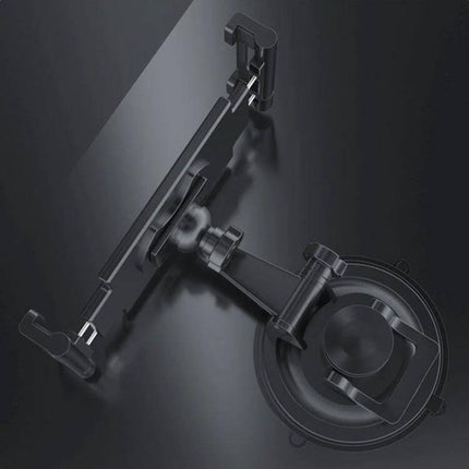 Universal Car Dashboard Tablet Holder with Suction Cup Mount showing adjustable arm, ball joint and strong suction base for secure hands-free use
