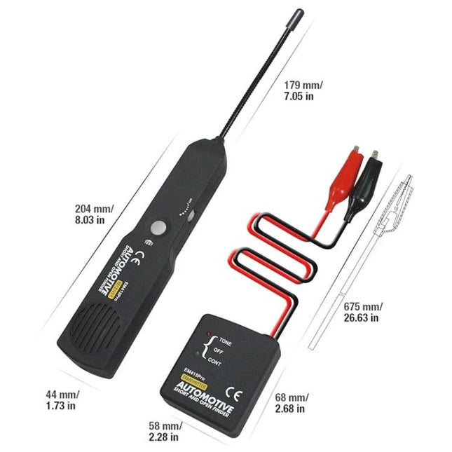 EM415 Detector for Car Electrical Troubleshooting at Home - handheld wire tracer with probe, tone generator and alligator clips for locating shorts and leaks